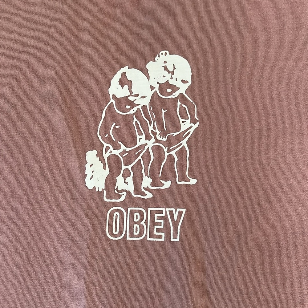 Obey Mauve Pink Graphic Short Sleeve Tee with White Print